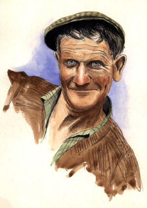 Portrait of Dorset farmer<br>
Mixed media